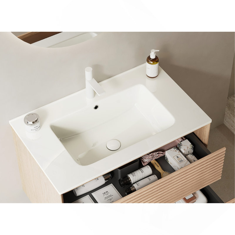 Lavabo de salle de bain 30 "sans armoire, avec lavabo en céramique blanche