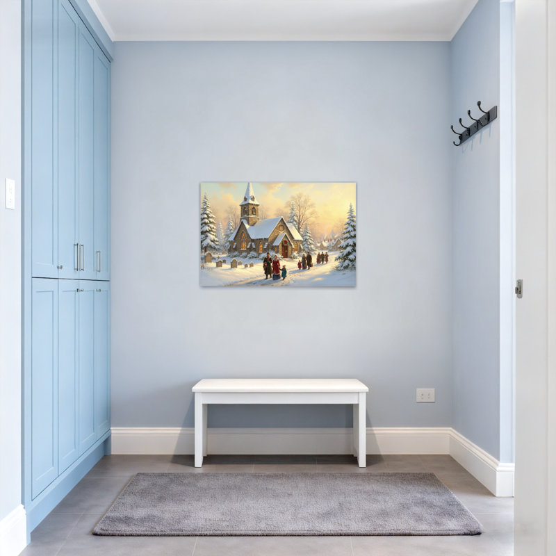 Christmas Snowy Church, H 32 po x l 48 po