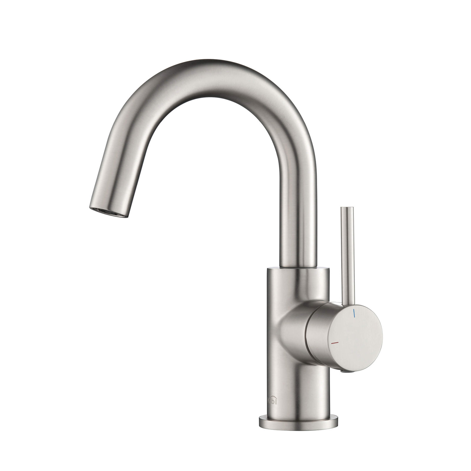 Circular Single-Hole Bathroom Faucet with Drain, Brushed Nickel