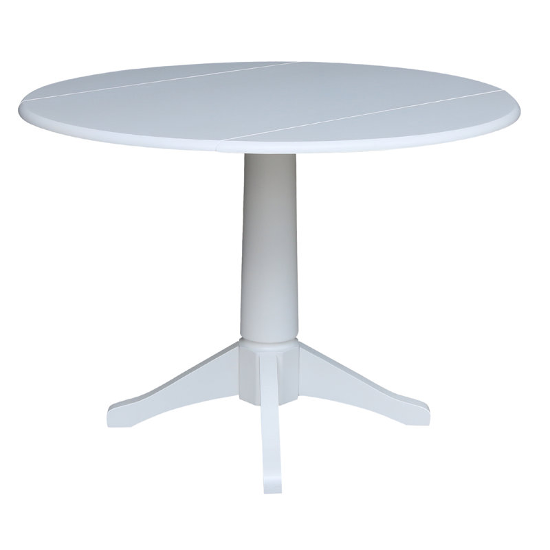 Extendable Round Solid Wood Dining Table, White / White