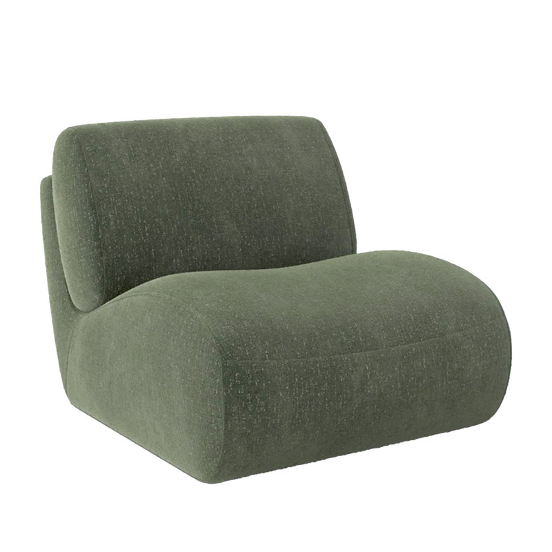 Nita Swivel 84.1 Cm Wide Swivel Lounge Chair, Green Chenille/Foam Padding