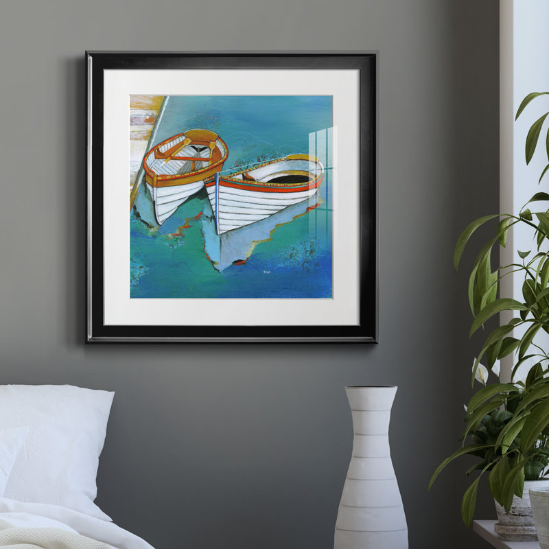 «Row bateau Reflection» par J Paul, reproduction d'art sur papier encadrée, H 26,5 po x l 26,5 po x P 1,5 po