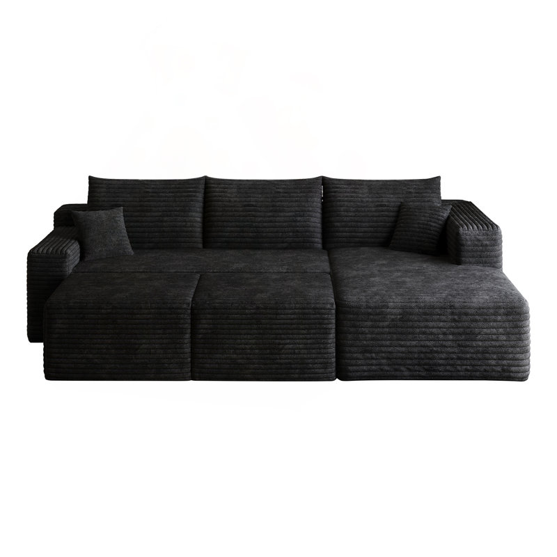 Canapé modulaire 95 "avec 2 repose-pieds Cloud, Noir