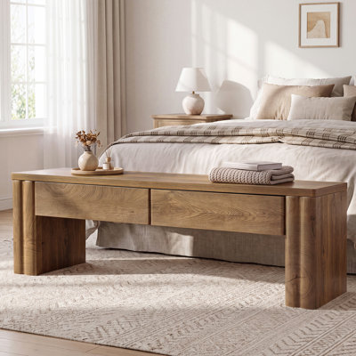 Banc de bout moderne 55 po avec 2 tiroirs de rangement