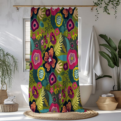 Mod Green Floral Shower Curtain