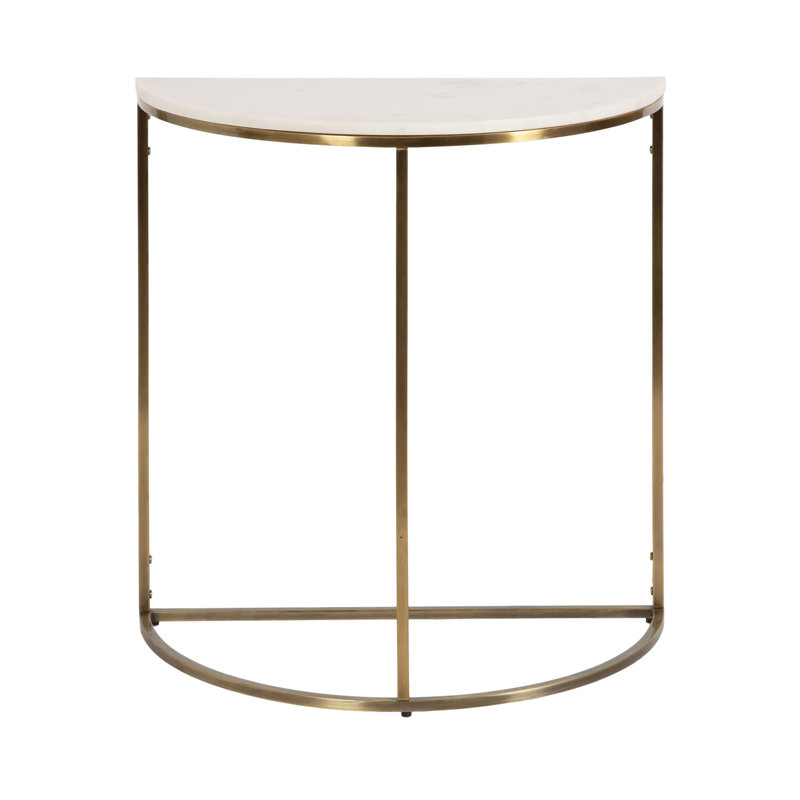 Marble and Metal Half-Circle Console Table, Gold