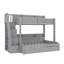 Lit superposé simple au-dessus d'un lit double avec gigogne et marches de rangement, équipé de rails de sécurité pleine longueur, de rangement intégré et de stations de charge USB-61407938