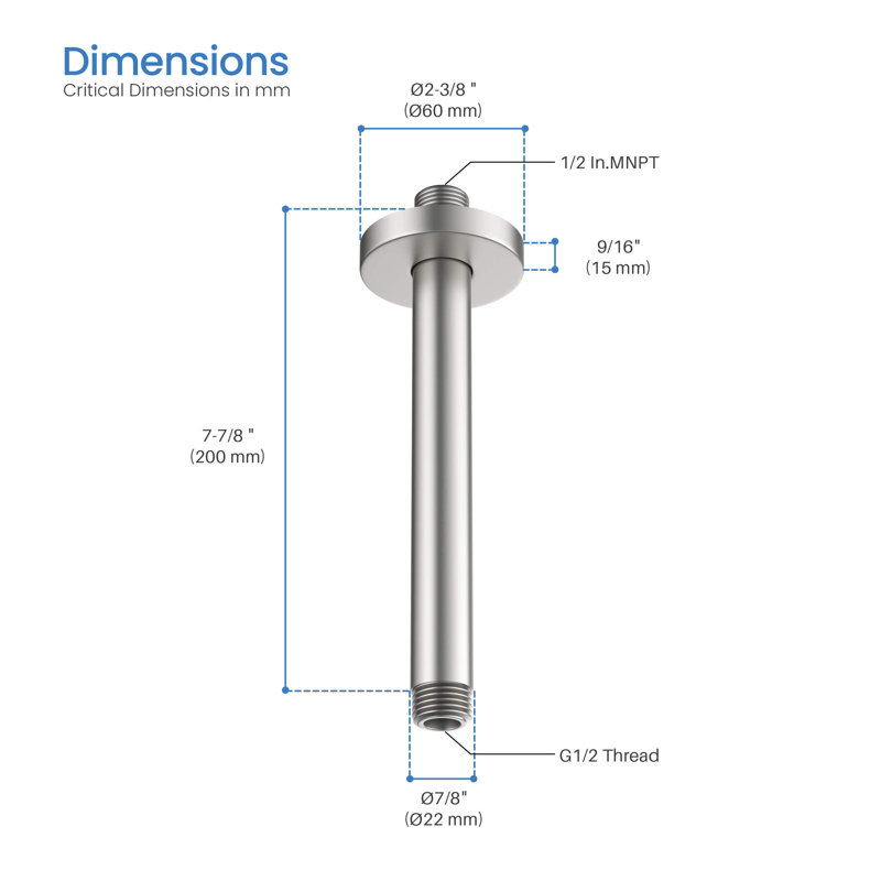Circular 8" Ceiling Mounted Shower Arm, Brushed Nickel