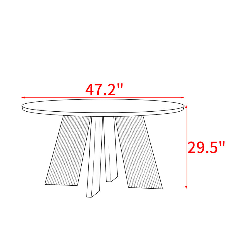 Table de salle à manger créative en bois massif de style américain, H 29,5 po x L 47,2 po x l 47,2 po