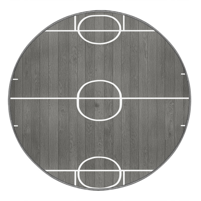 Washable Basketball Court Sports Area Rug, Round 3'