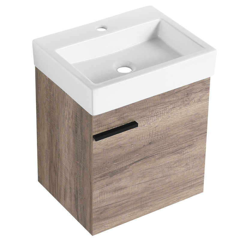 Ensemble de meuble-lavabo mural 18 po avec lavabo en céramique et tablette