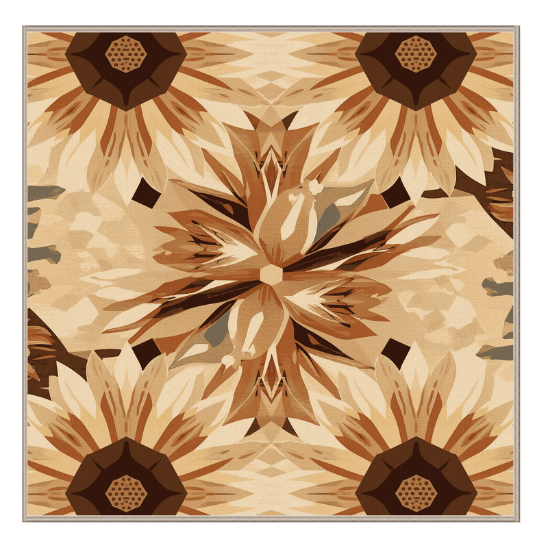 Tapis brun / beige à motif géométrique moelleux et doux, Carré 3 pi