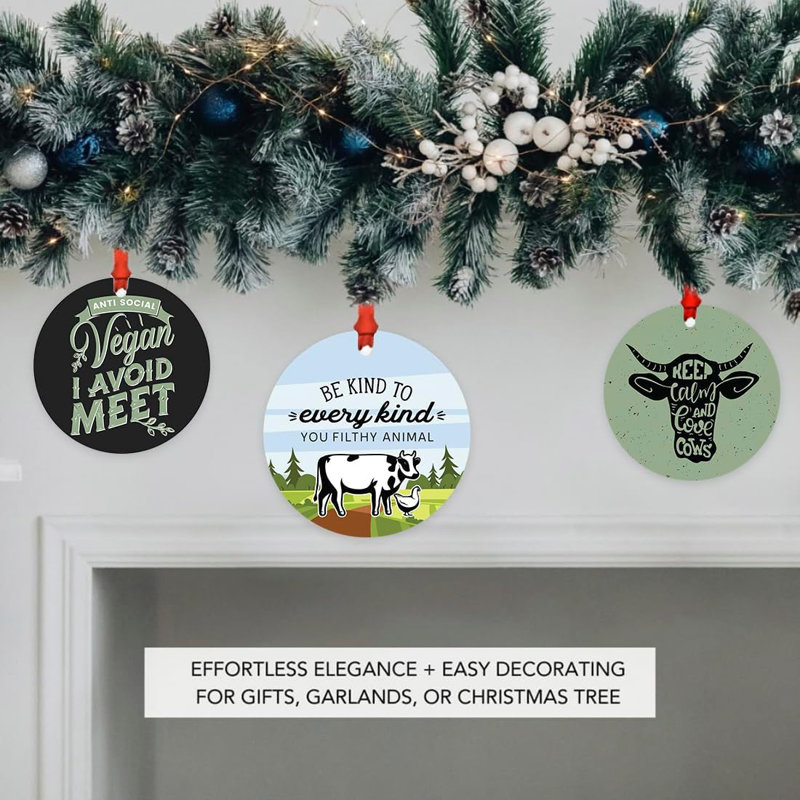 Drôle d'ornement végétalien «Get In Loser We Going Vegan», décoration d'arbre de Noël en métal, cadeau Gag pour végétariens