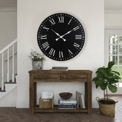 Grande horloge murale 28 po, horloge murale ronde pour le décor du salon, horloge murale de ferme pour chambre à coucher, entrée, bureau