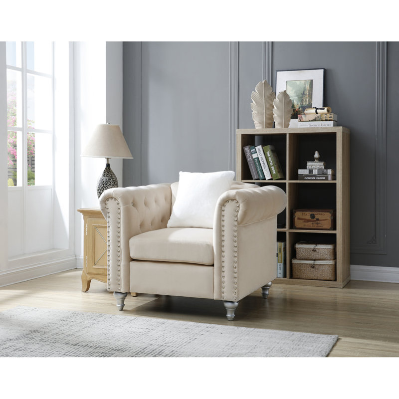 Glory Furniture Raisa Velvet Accent Chair, Beige