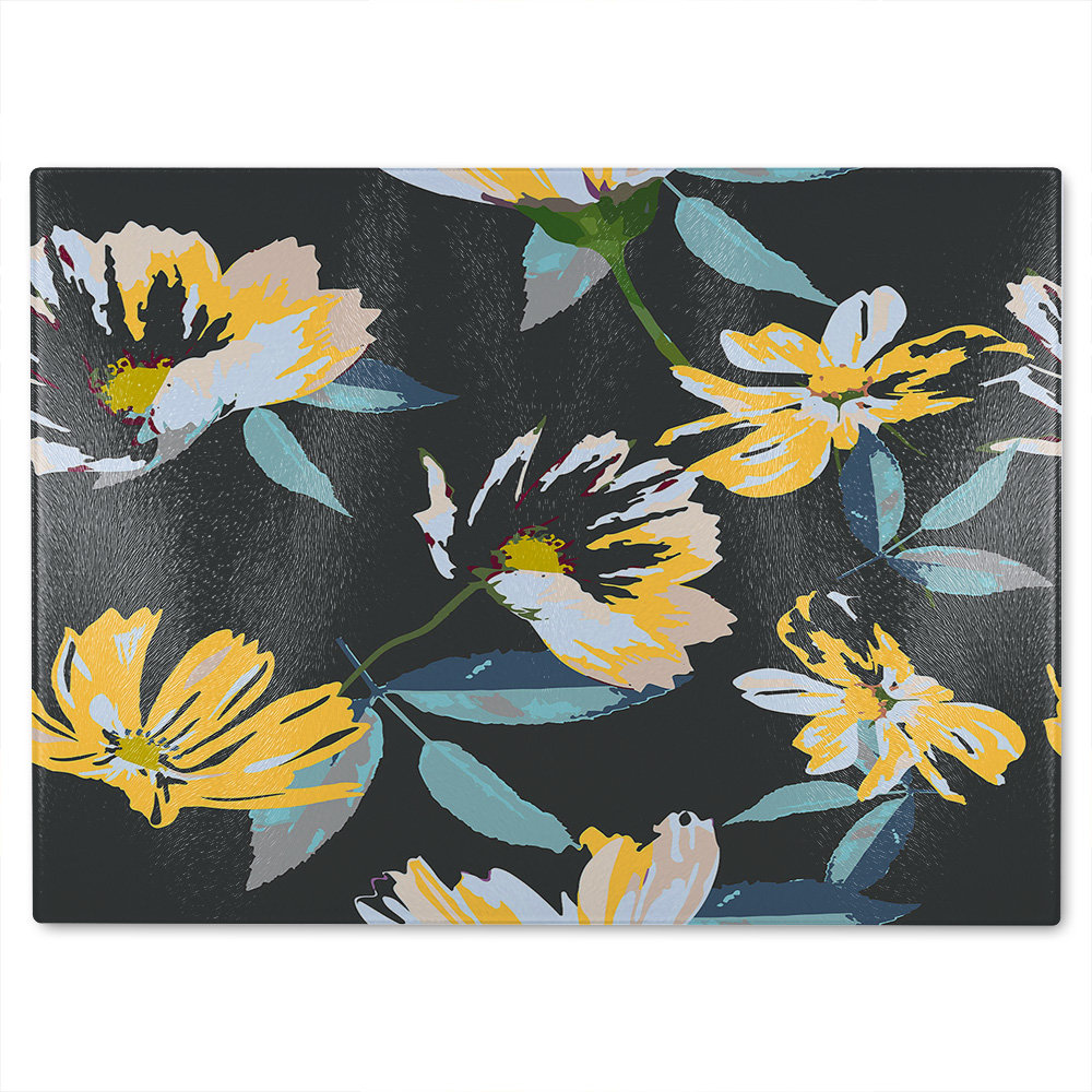 Flowers On Glass Chopping Board
