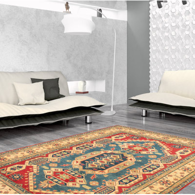 Tapis turquoise Finest Ghazni 6 pi 9 po x 9 pi 7 po