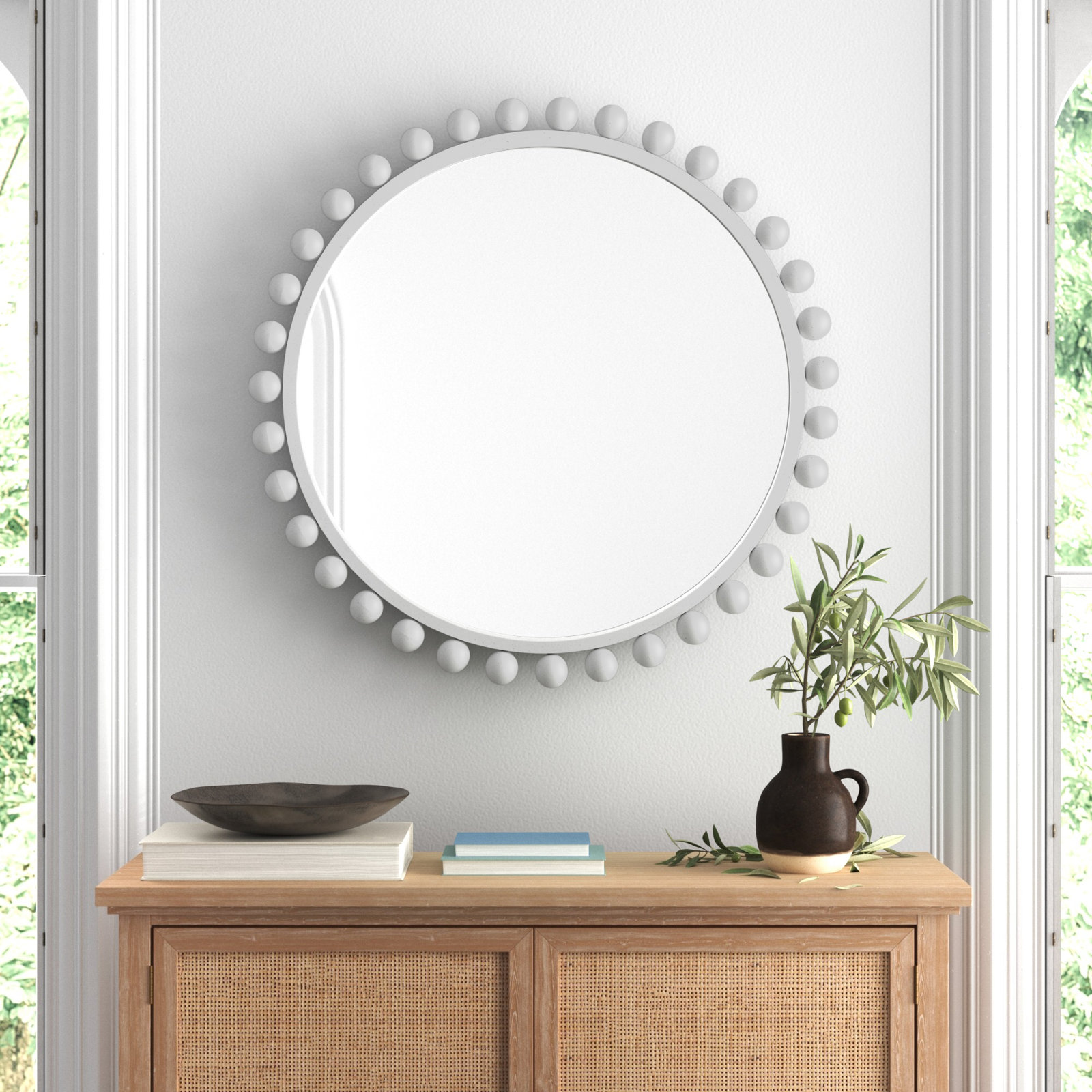 Suzie 44" Accent Mirror, Matte White