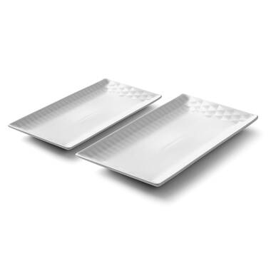 Denmark 2pc White Rectangular Platter Set - Blanc de Blanc Collection - 2 Piece