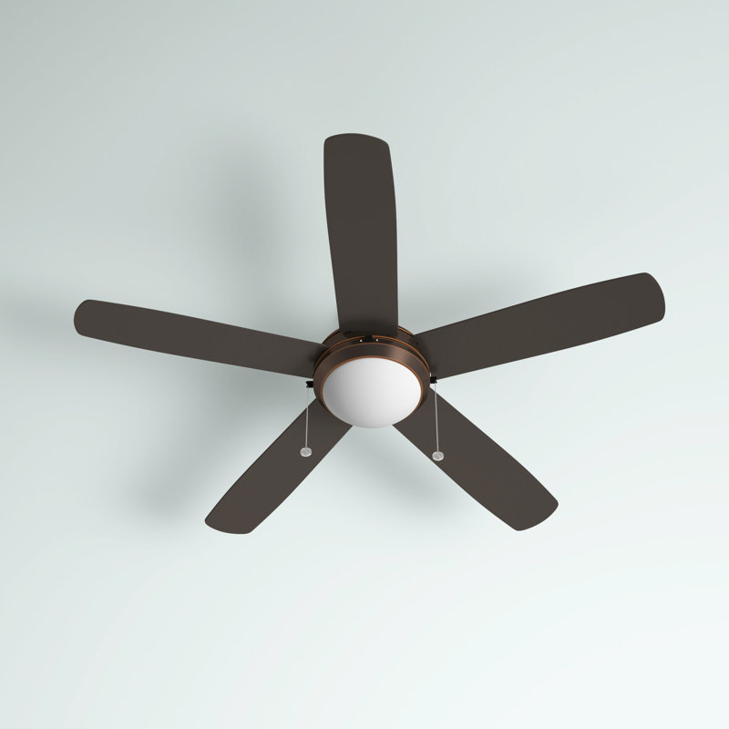 52" Cumbie 5 - Blade Outdoor LED Standard Ceiling Fan with Pull Chain and Light Kit Included, Roman Bronze