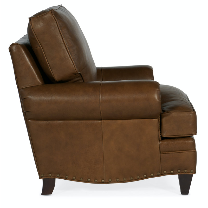 Fauteuil en cuir véritable Carrado, Cuir véritable vert forêt d'Anilina