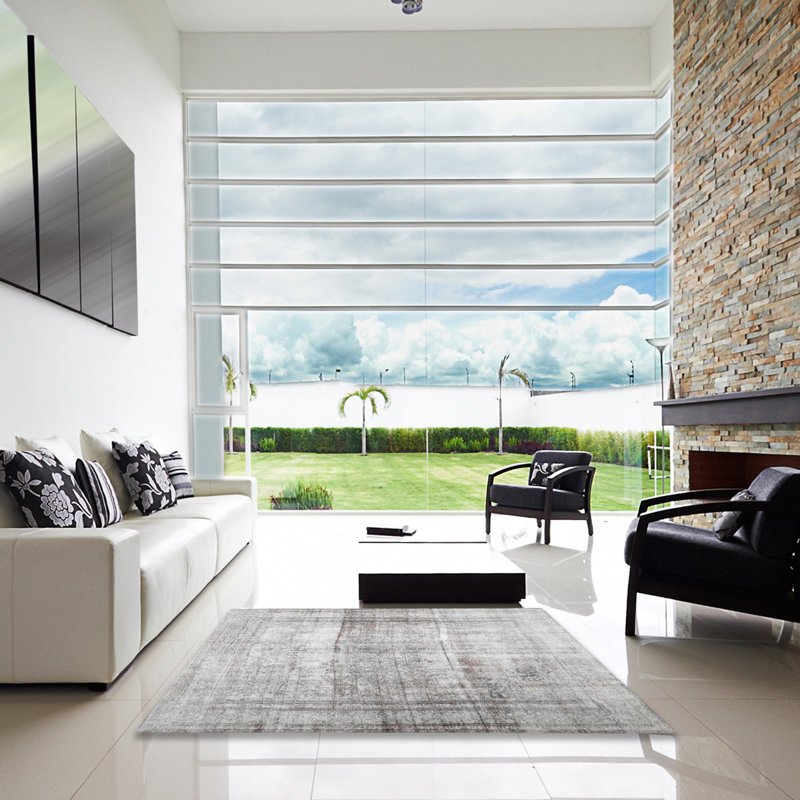 Tapis gris zone contemporaine, Carré 3 pi