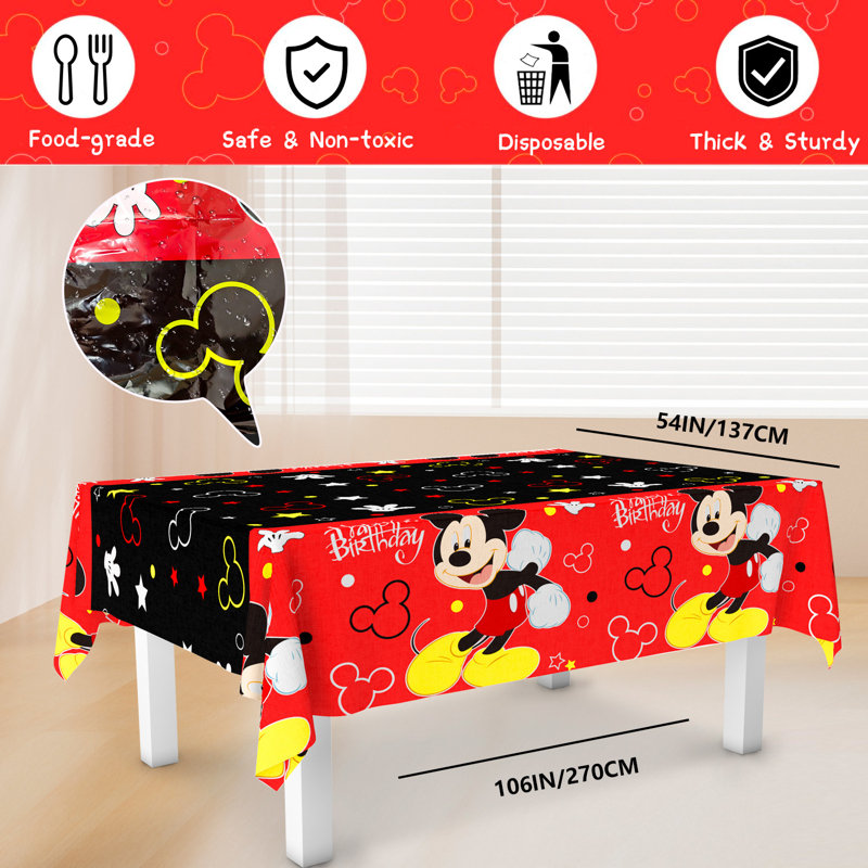 Mickey Mouse Birthday Decorations Tablecloth, 3pcs Mickey Mouse Table Cloth Kit