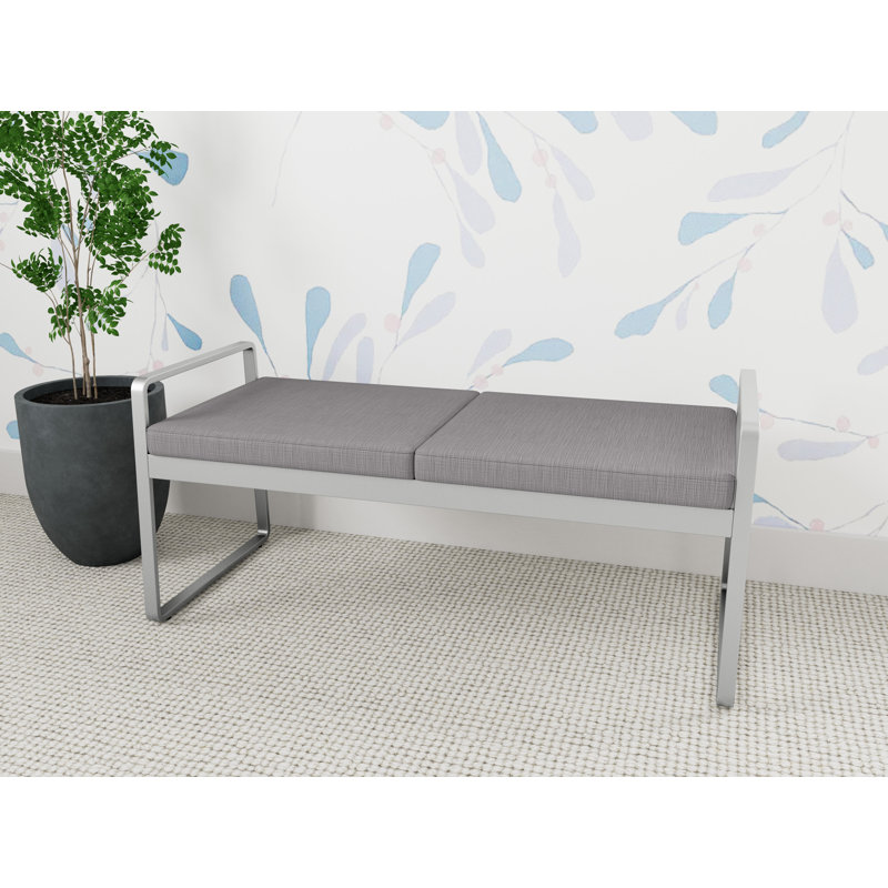 Banc en métal Gansett, Acier Plot Line, Argent