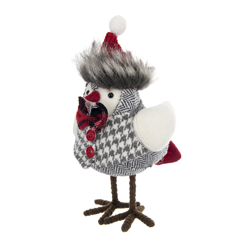 Tissu oiseau avec chapeau rouge et pompon