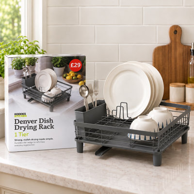 DENVER DISH DRYING RACK 1 TIER GREY