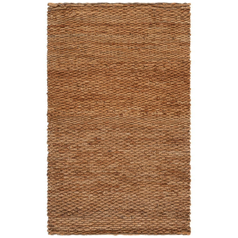 Branddon Natural Fiber Hand Woven Jute Rug, Rectangle 3' x 5'