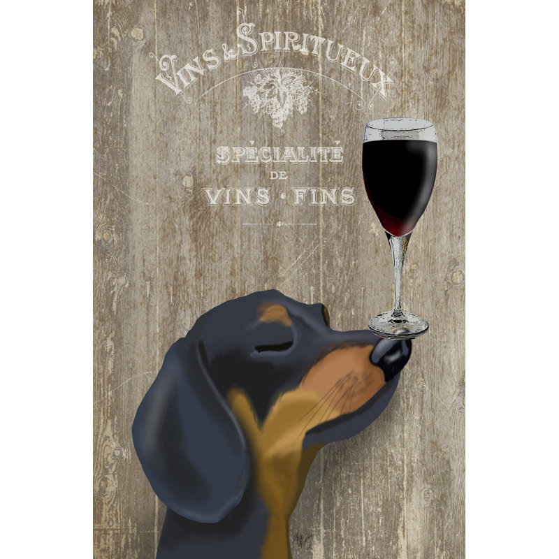 Dog Au Vin Dachshund by Fab Funky - Wrapped Canvas Print, 30cm H x 20cm W x 3.8cm D