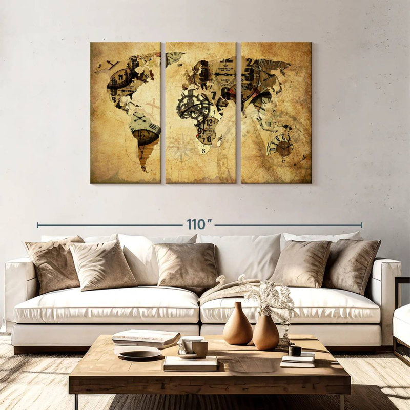 Aliaz Time World Map, 48" H x 74" W