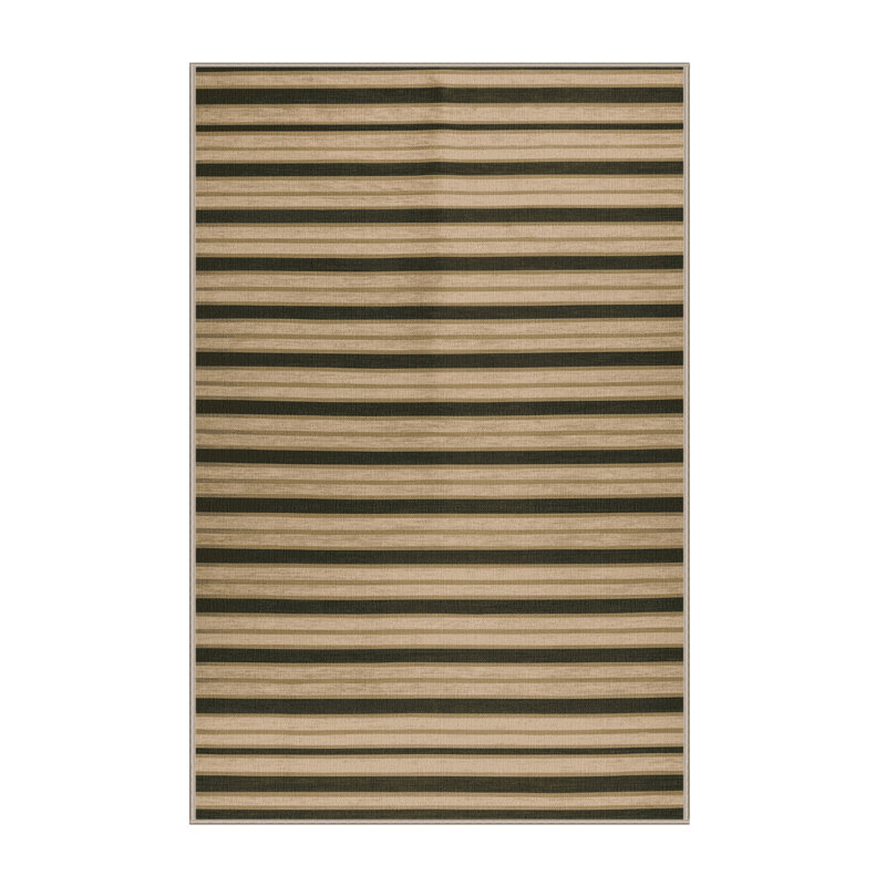 Tapis brun à rayures horizontales lavable à la machine, Tapis de couloir 2 pi x 4 pi