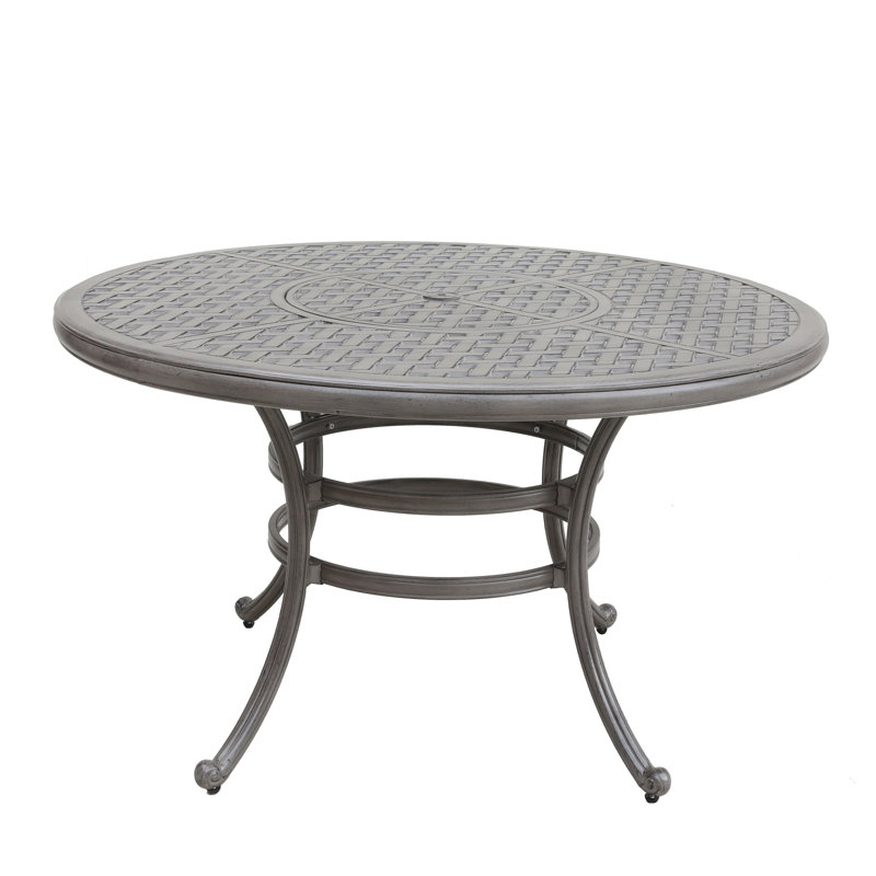 Dazariah Round Metal Outdoor Dining Table With Umbrella Hole , 52'' in. W 52'' in. D
