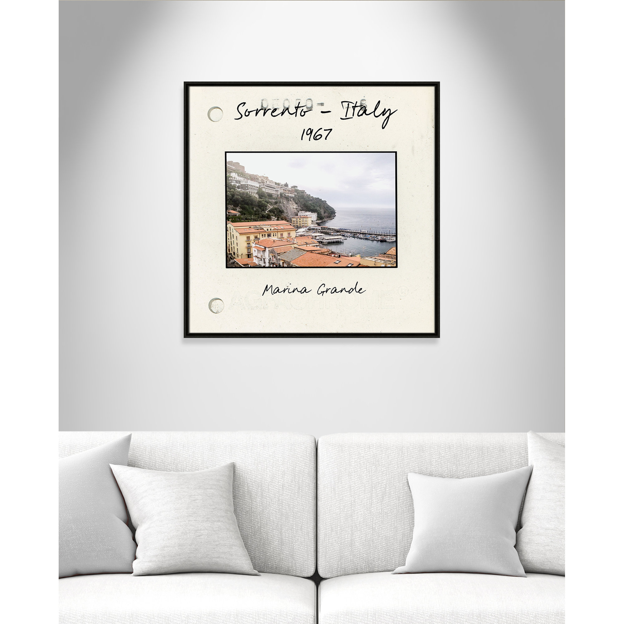 Sorrento Italy - Marina Grande Print by Susan Jill, Espresso Floater Framed Canvas, 31.5" H x 31.5" W x 2" D