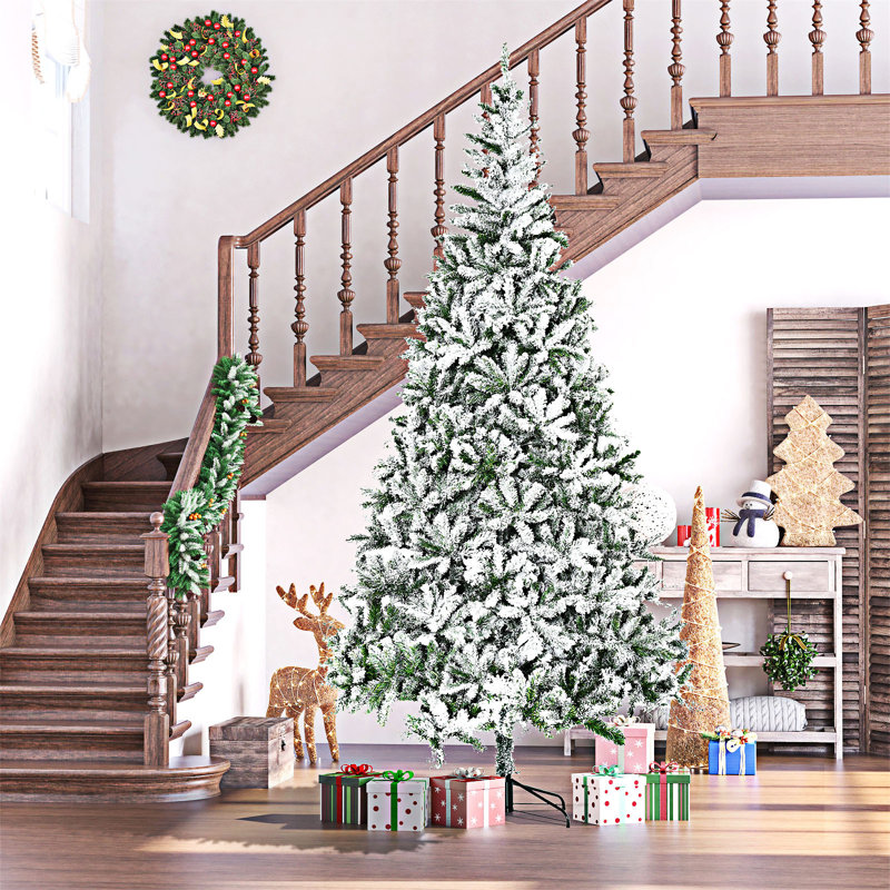 Grand arbre de Noël artificiel enneigé enneigé, 8'10"