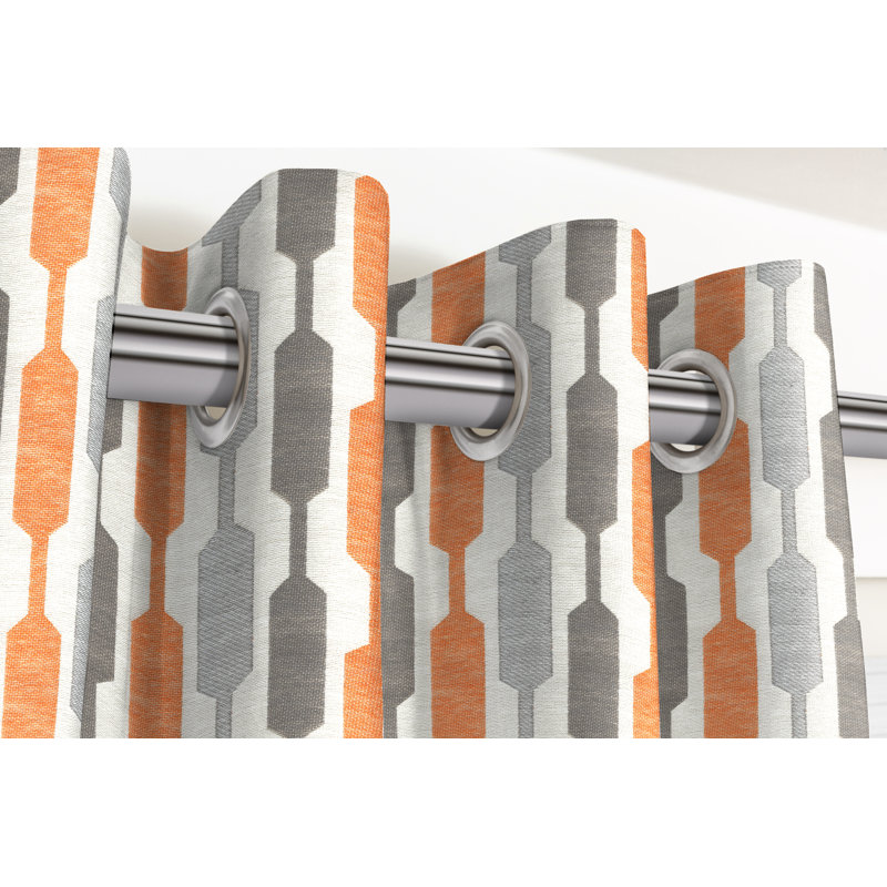 Anneth Blackout Curtain, 167 W x 137 D cm, Orange/Grey
