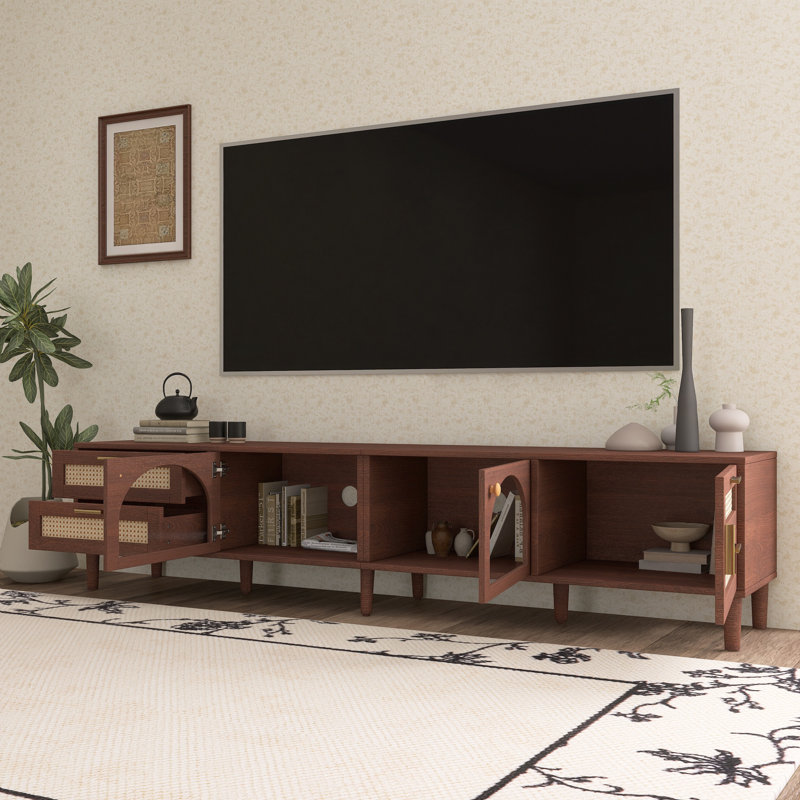 Meuble télé 86 po (pour 90 téléviseurs!) - Appliques, 2 tiroirs et portes en verre
