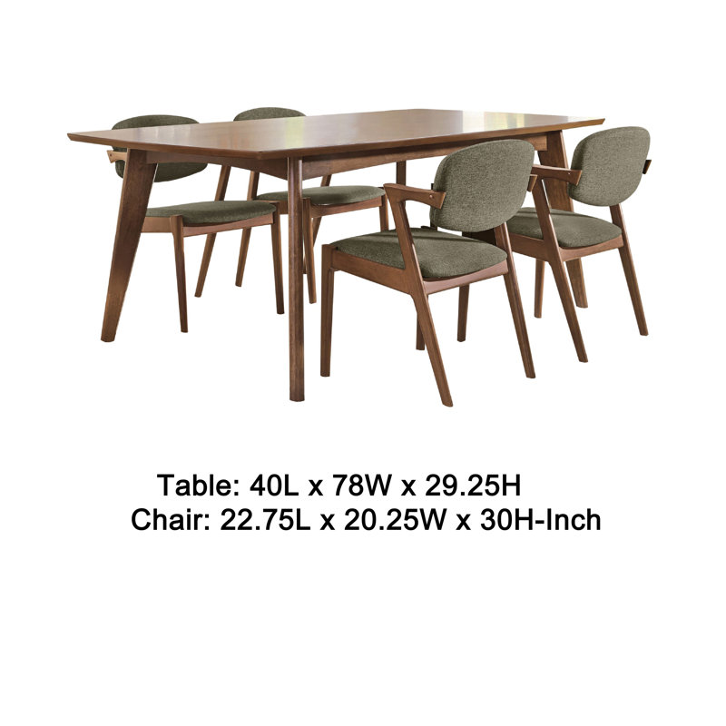 Lery Dining Table Set, Gray And Walnut Brown, 5