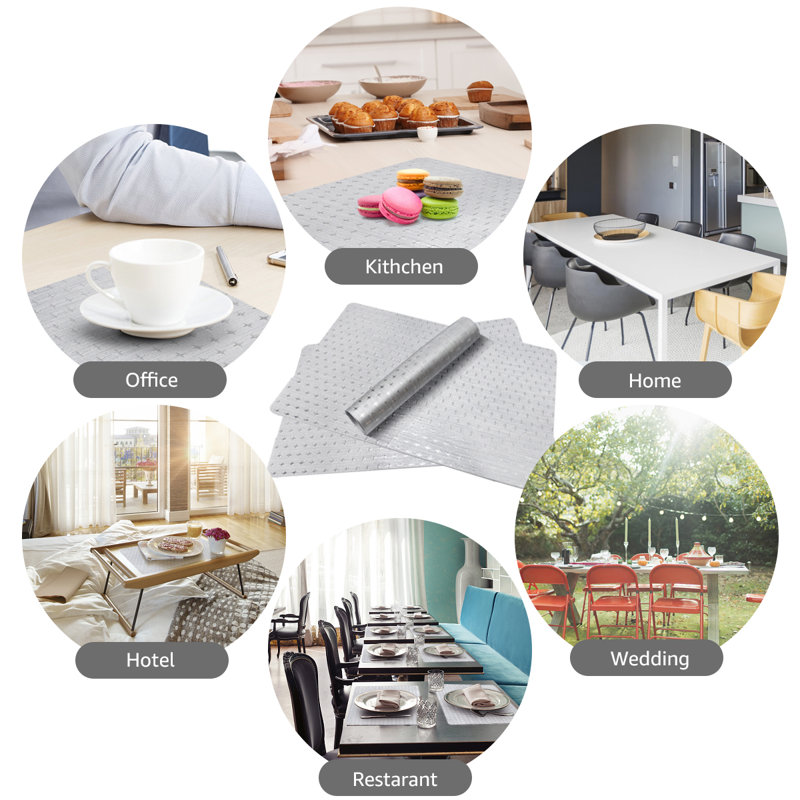 Aidas Vinyl Rectangle Placemat, Silver
