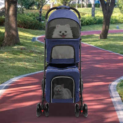 Foldable Pet Stroller, Dog Cat Carrying Cart