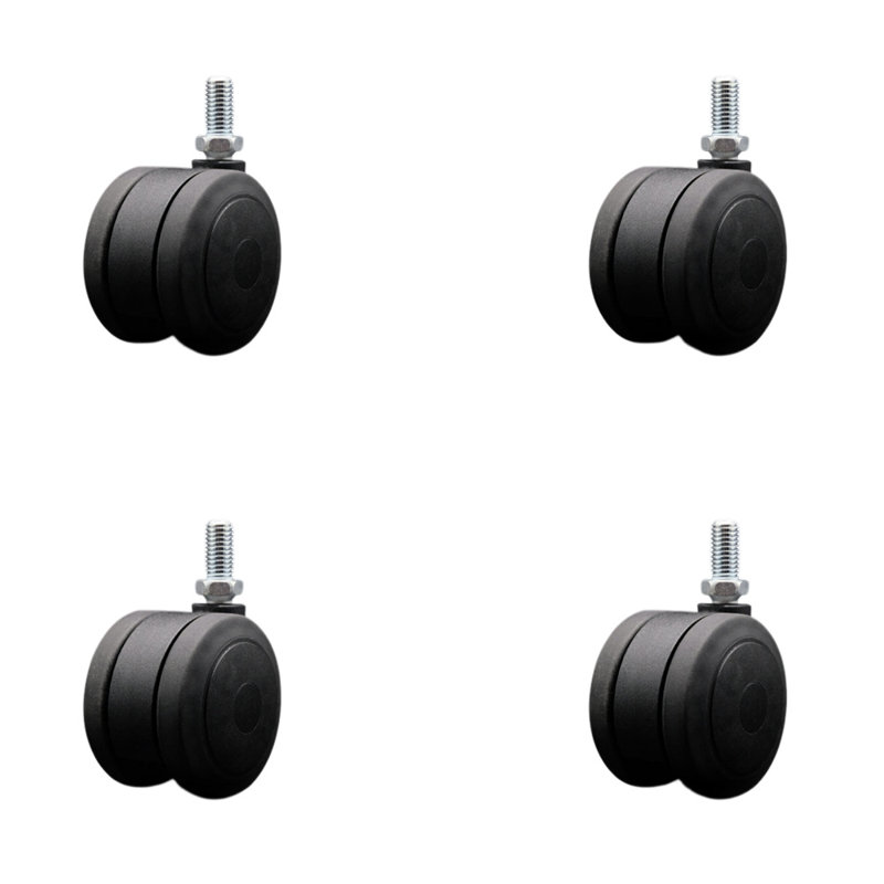 Ensemble de 4 roulettes pour lit simple à roulettes robustes 3 pouces 1/2 po, Noir