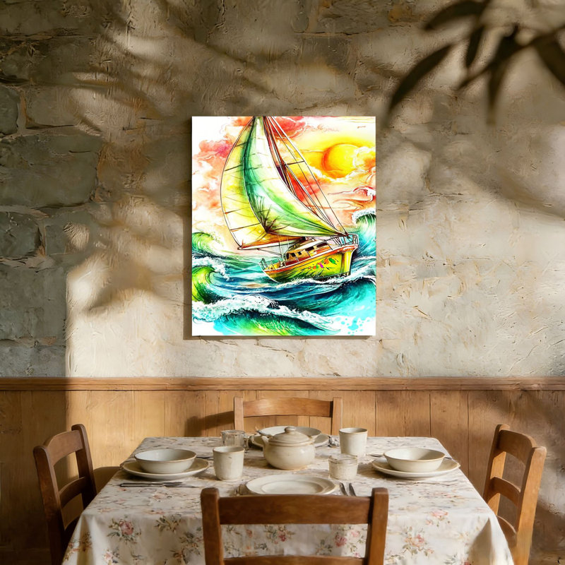 Art mural en toile orange orange et bleu avec toile de fond 36 "x 24"