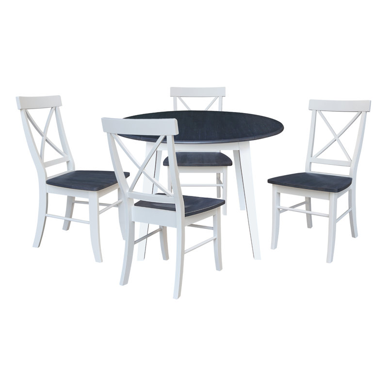 Ensemble de salle à manger Kaylam, Gris chiné / Blanc, 5 pièces: table, 4 chaises