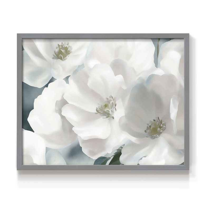 Série florale - XIXe - Reproduction encadrée - Restickable, H 8 po x l 10 po, Gris