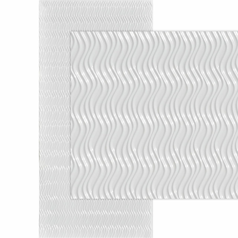 Remise verticale 4 pi Wavation MirroFlex x 10 pi Panneaux muraux PVC PVC 3D - Blanc brillant (40 pieds carrés / feuille)