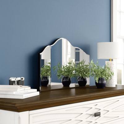 Miroir de salle de bain moderne pliable à trois volets, sans couleur