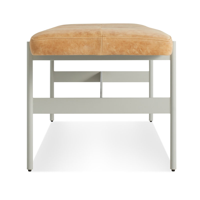 Daybench Leather Dining Bench, Putty, Camel Genuine Leather, 17" H x 55" W x 14" D