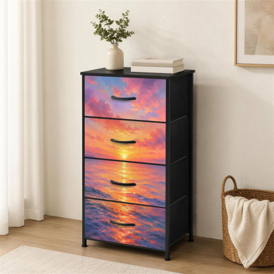 Commode à 4 tiroirs pour la chambre à coucher Commode avec tiroirs en tissu